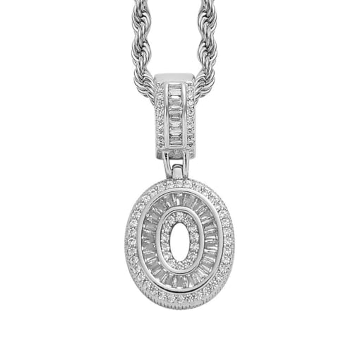 PAMTIER Initial Ketten für Frauen A-Z Anhänger Gold/Silver Plated Cubic Zirconia Edelstahl Kette Chunky Delicate Alphabet Kette Vintage Buchstabe Schmuck Silber Brief O von PAMTIER