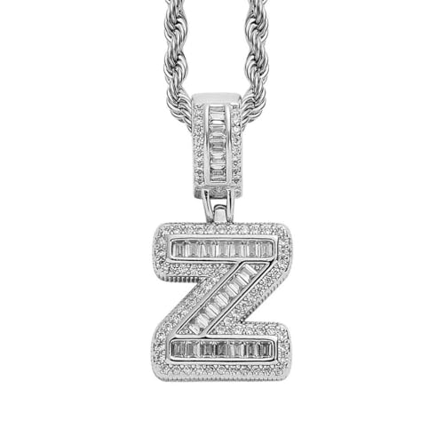 PAMTIER Initial Ketten für Frauen A-Z Anhänger Gold/Silver Plated Cubic Zirconia Edelstahl Kette Chunky Delicate Alphabet Kette Vintage Buchstabe Schmuck Silber Brief Z von PAMTIER