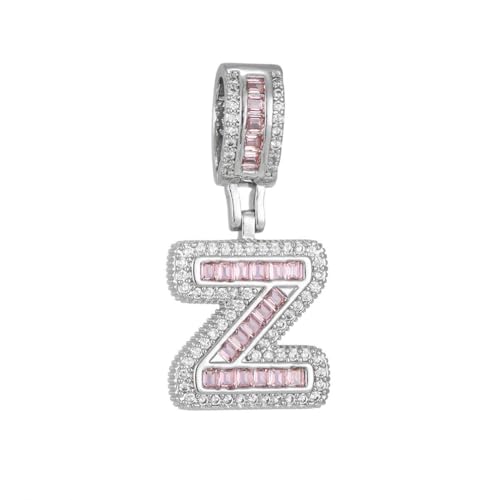 PAMTIER Initial Pink Ketten für Frauen A-Z Anhänger Cubic Zirconia Edelstahl Kette Delicate Alphabet Kette Vintage Buchstabe Schmuck Silber Brief Z von PAMTIER