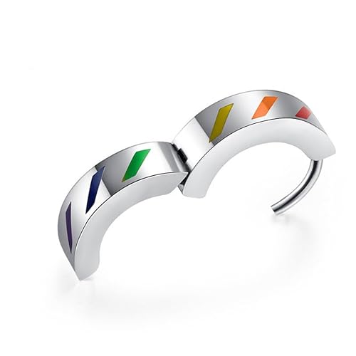 PAMTIER LGBT Unisex Edelstahl Exquisites Temperament Einfach Vielseitig Klassisch Regenbogen Ohrring Silber von PAMTIER