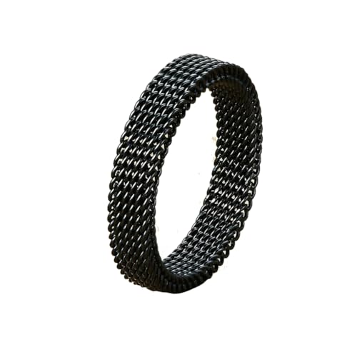 PAMTIER Männer Frauen Edelstahl Mesh Ring Wide Wedding Band Flexible Comfort Fit 4mm Schwarz Größe 60 (19.1) von PAMTIER