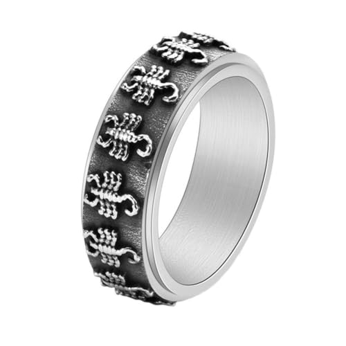 PAMTIER Skorpion Ringe für Männer Rotierend Vintage Statement Edelstahl Rock Punk Gothic Schmuck Silber Größe 62(19.7) von PAMTIER