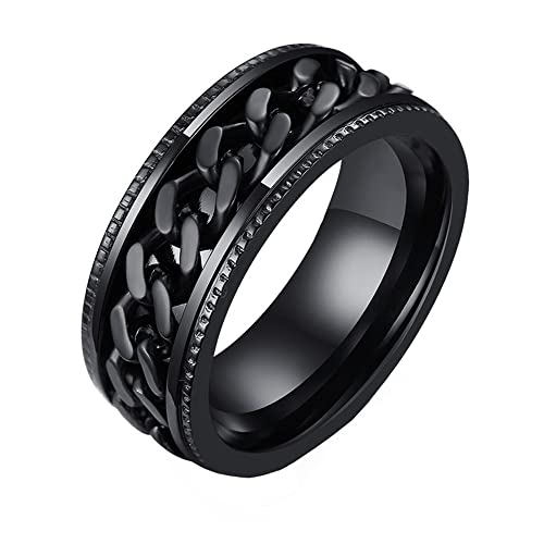 PAMTIER Unisex Damen Herren Drehbarer Ring für Edelstahl Angst Stressabbau Bieröffner Bandring Schwarz Größe 50 (15.9) von PAMTIER