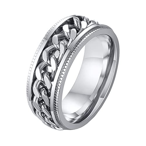 PAMTIER Unisex Damen Herren Drehbarer Ring für Edelstahl Angst Stressabbau Bieröffner Bandring Silber Größe 50 (15.9) von PAMTIER