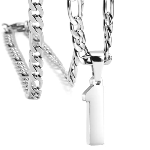 PAMTIER Unisex Edelstahl Klassisch Einfaches Personalisiertes Sportler Nummer Anhänger Sport Halskette Silber 1 von PAMTIER