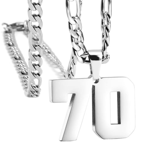 PAMTIER Unisex Edelstahl Klassisch Einfaches Personalisiertes Sportler Nummer Anhänger Sport Halskette Silber 70 von PAMTIER