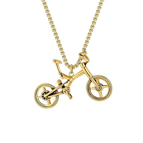 PAMTIER Unisex Edelstahl Klassischer Retro Trend Personalisiert Punk Einfach Fahrrad Halskette Gold von PAMTIER