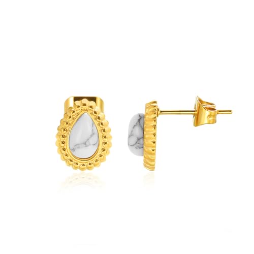 PAMTIER Unisex Edelstahl Retro Klassiker In Tropfenform Mit Türkisimitat Ohrring Weiß PAMTIER Unisex Edelstahl Retro Klassiker In Tropfenform Mit Türkisimitat Ohrring Weiß von PAMTIER