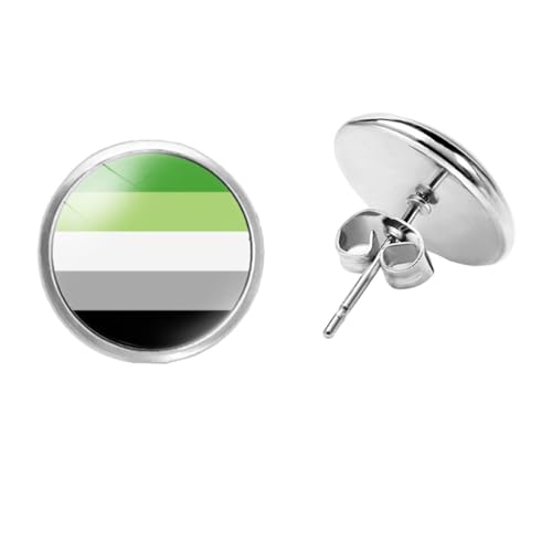PAMTIER Unisex LGBT Edelstahl Kreative einfache Trend Regenbogenelemente Ohrring Aromantic von PAMTIER