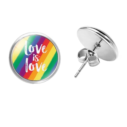 PAMTIER Unisex LGBT Edelstahl Kreative einfache Trend Regenbogenelemente Ohrring Love is Love von PAMTIER