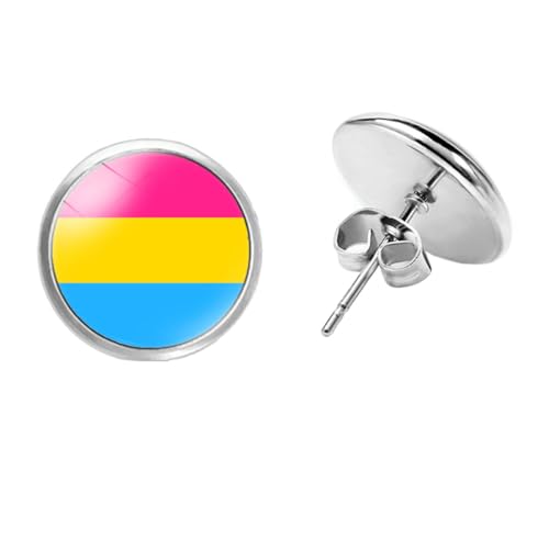 PAMTIER Unisex LGBT Edelstahl Kreative einfache Trend Regenbogenelemente Ohrring Pansexual von PAMTIER