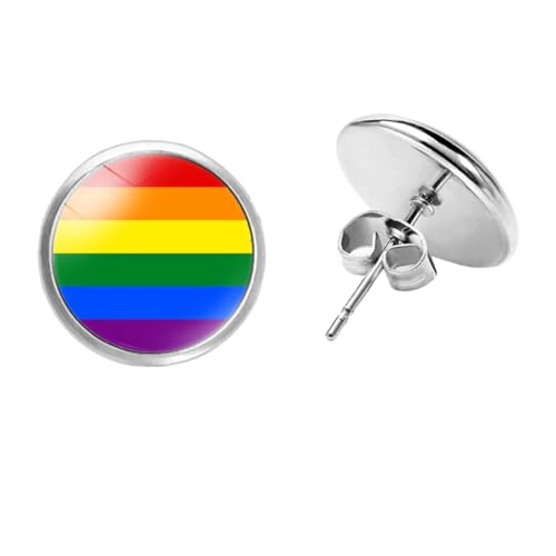 PAMTIER Unisex LGBT Edelstahl Kreative einfache Trend Regenbogenelemente Ohrring Rainbow von PAMTIER