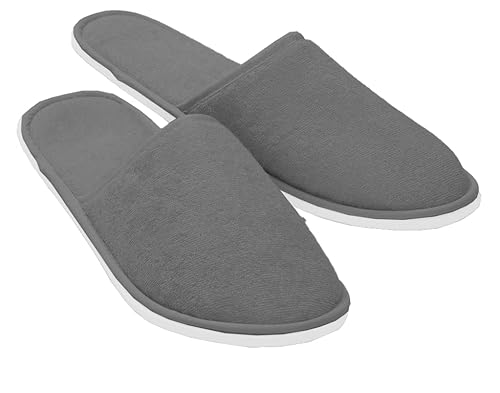 PANA Frottier Gästepantoffeln • flauschige Hausschuhe mit geschlossener Kappe • Hausschlappen • Anti-Rutsch Slipper • rutschfest • Unisex • Baumwolle • versch. Farben & Größen von PANA