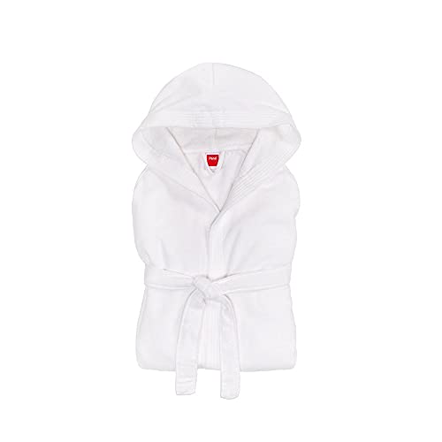 PANA MIAMI Velour Unisex Baumwolle Bademantel mit Kapuze • Saunamantel • Damen Bademantel • Herren Bademantel mit Kapuze • bathrobe men • weiches Material • knielang • Größe: 2XLarge • Farbe: Weiss von PANA