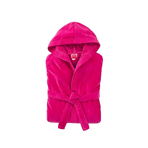 PANA® Velour Unisex Baumwolle Bademantel mit Kapuze • Saunamantel Damen • Herren Bademantel mit Kapuze • Bathrobe Men • Knielang • Größe: 6XLarge • Farbe: Fuchsia von PANA