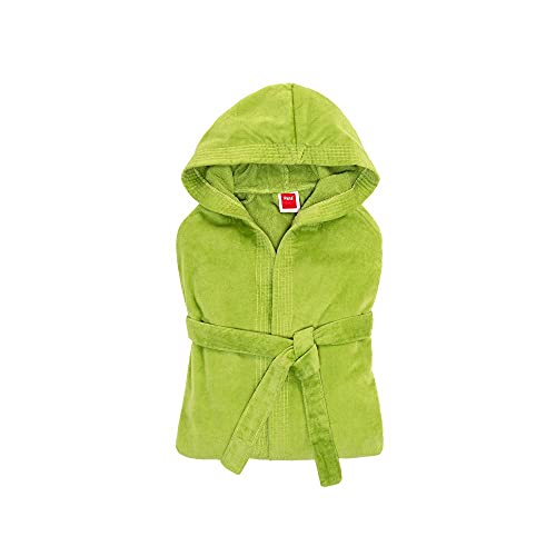 PANA® Velour Unisex Baumwolle Bademantel mit Kapuze • Saunamantel Damen • Herren Bademantel mit Kapuze • Bathrobe Men • Knielang • Knielang • Größe: Medium • Farbe: Grün von PANA