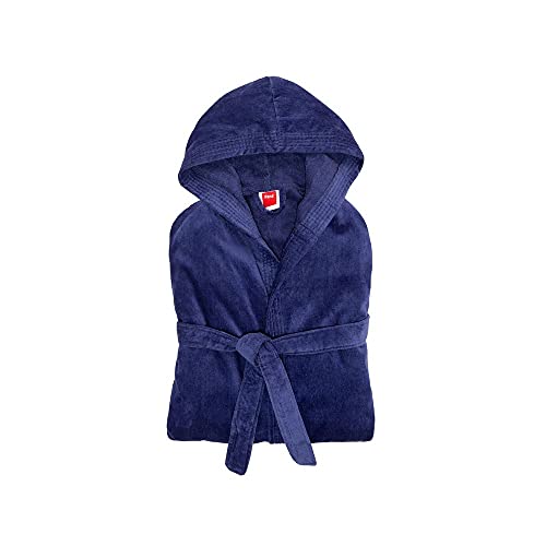 PANA MIAMI Velour Unisex Baumwolle Bademantel mit Kapuze • Saunamantel • Damen Bademantel • Herren Bademantel • bathrobe men • knielang • Größe: 4XLarge • Farbe: Statue Blue von PANA