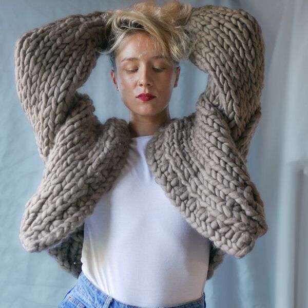 PANAPUFA 100% MERINO Chunky wolle Strickjacke von PANAPUFA