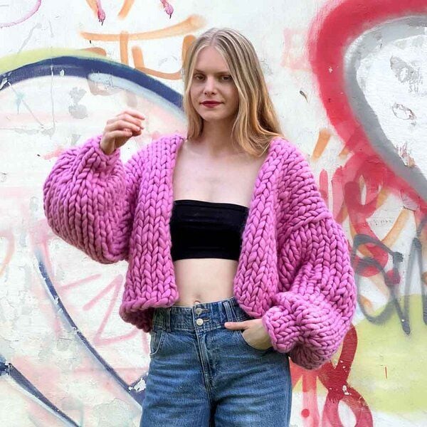 PANAPUFA 100% MERINO Chunky wolle Strickjacke von PANAPUFA