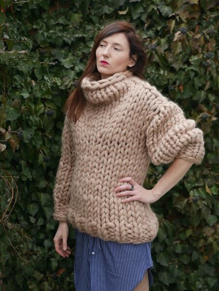 PANAPUFA 100% WOLLE chunky strickpullover von PANAPUFA