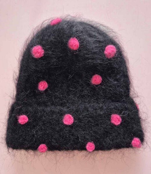 PANAPUFA Gepunktete Mütze aus Mohair und Alpaka von PANAPUFA