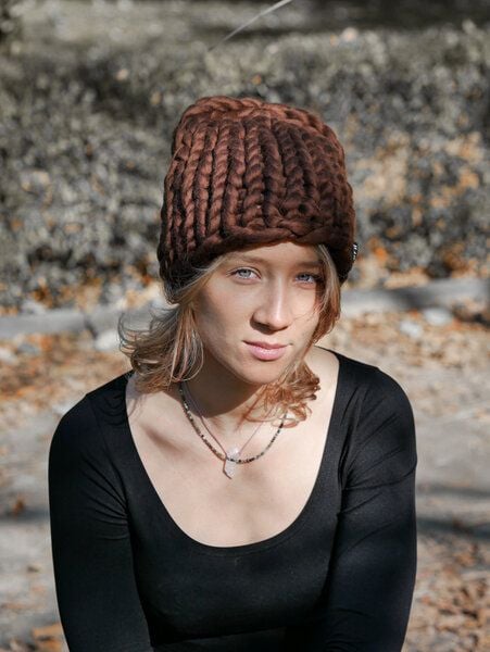 PANAPUFA Handgestrickte Chunky Beanie – 100 % Merinowolle von PANAPUFA
