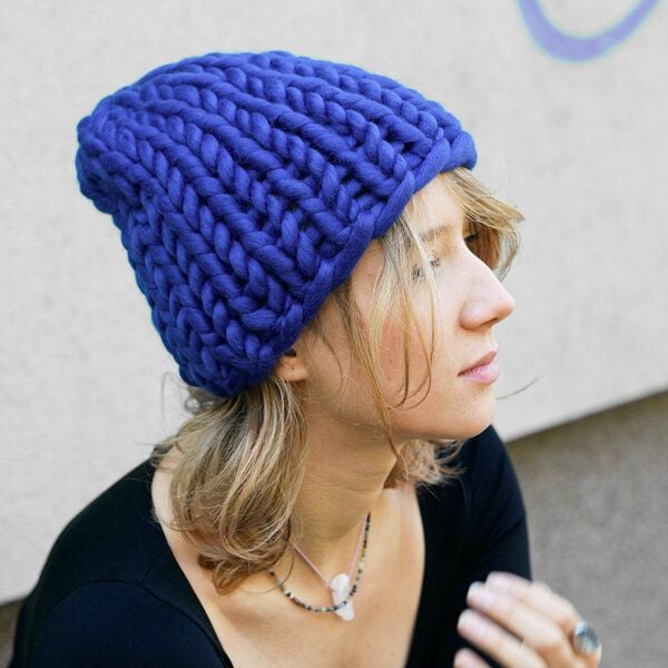 PANAPUFA Handgestrickte Chunky Beanie – 100 % Merinowolle von PANAPUFA