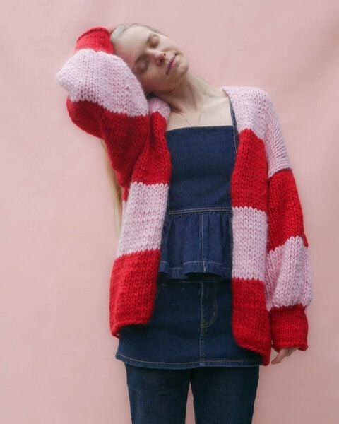 PANAPUFA bunte gestreifte Strickjacke aus Merinowolle von PANAPUFA