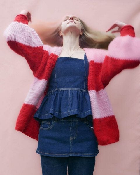 PANAPUFA bunte gestreifte Strickjacke aus Merinowolle von PANAPUFA