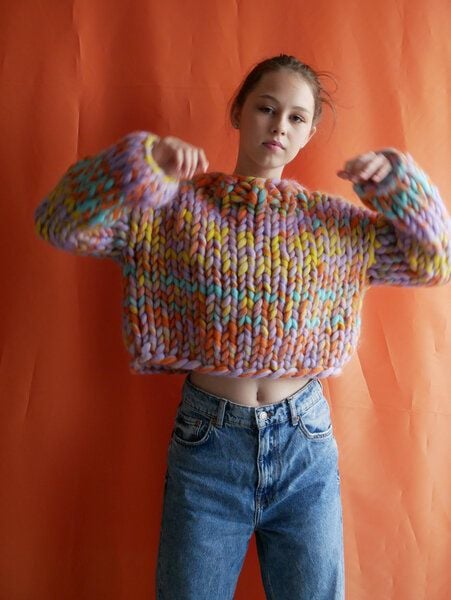 PANAPUFA bunter Strickpullover aus 100% wolle von PANAPUFA