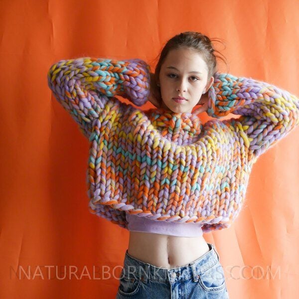 PANAPUFA bunter Strickpullover aus 100% wolle von PANAPUFA