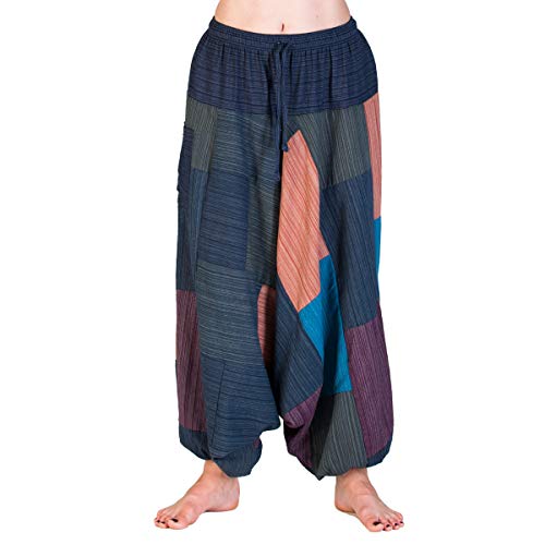 PANASIAM Aladin Pants Cotton 'Lini', Patchwork Blue Tones, L von PANASIAM