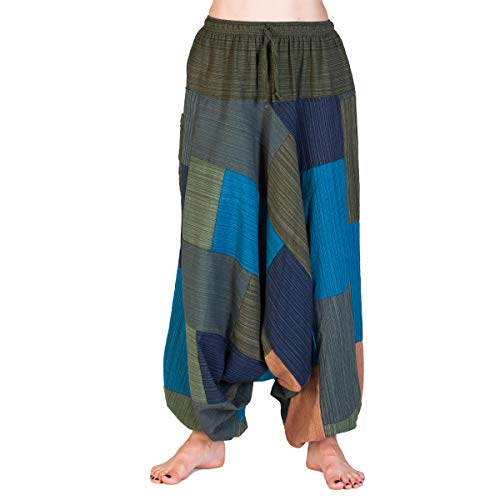 PANASIAM Aladin Pants Cotton 'Lini', Patchwork Green Tones, L von PANASIAM