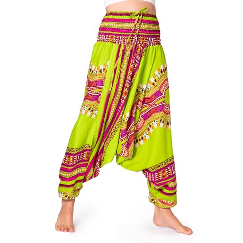 PANASIAM Aladin Pants Dashiki, Green Multicolor, L von PANASIAM