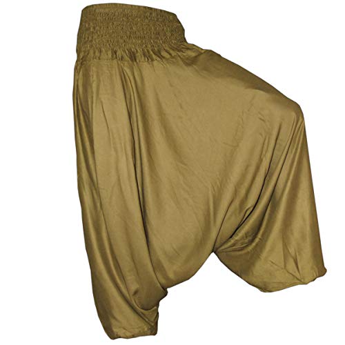 PANASIAM Aladinhose einfarbig oliven grün M von PANASIAM