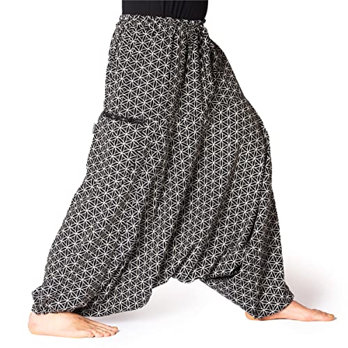 PANASIAM Aladin Pants 'geometrix', Flower of Life Black, L von PANASIAM