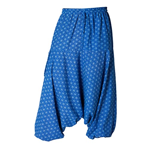 PANASIAM Aladin Pants 'geometrix', Flower of Life Blue, L von PANASIAM