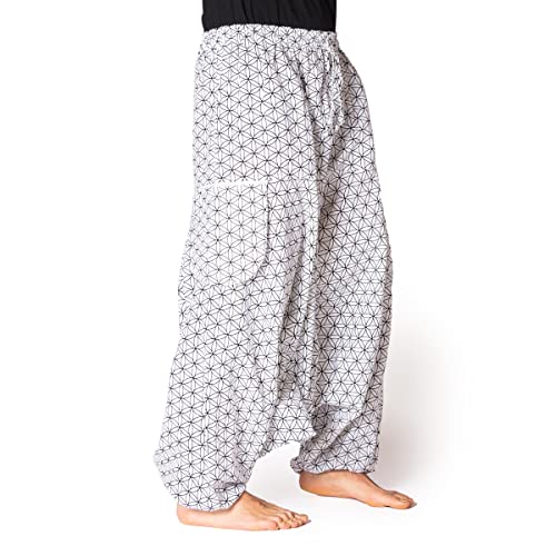PANASIAM Aladin Pants 'geometrix', Flower of Life White, L von PANASIAM
