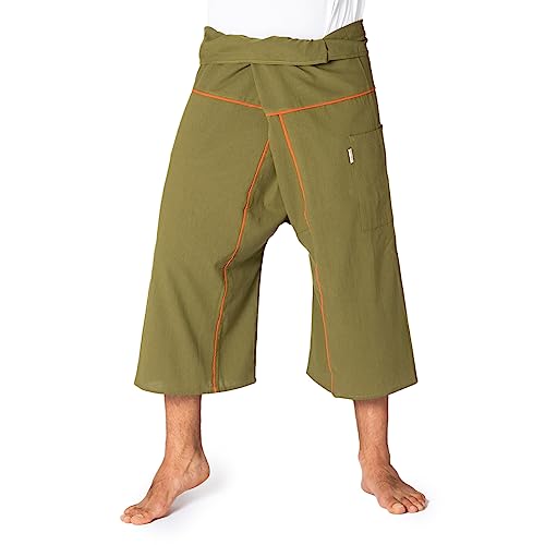 PANASIAM Fischerhose Stripe-Design 3/4, Olive Green, L von PANASIAM