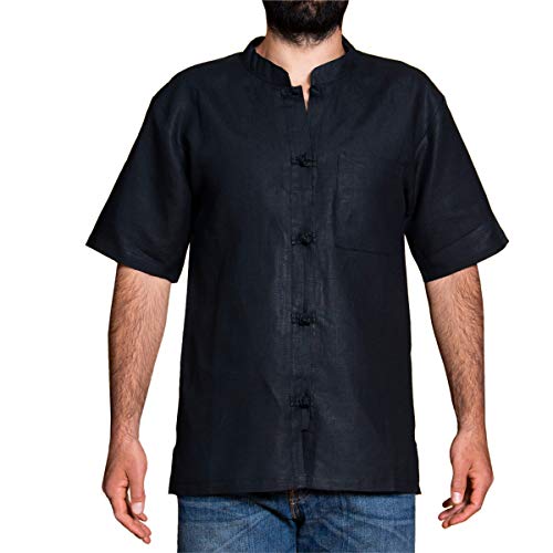 PANASIAM Fisherman Shirt Fairtrade, Hemp, SS Black XL von PANASIAM