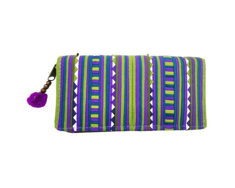 PANASIAM Geldbörse Portemonnaie aztec große Geldbörse aus fester Baumwolle, mit 4 Fächern Münzfach, Reißverschluss und 8 Kartenfächer von PANASIAM