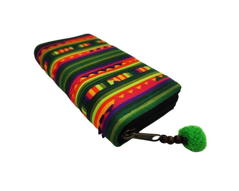 PANASIAM Geldbörse Portemonnaie aztec große Geldbörse aus fester Baumwolle, mit 4 Fächern Münzfach, Reißverschluss und 8 Kartenfächer von PANASIAM