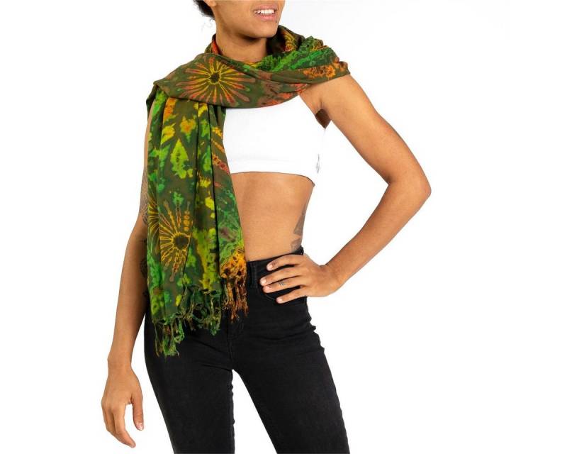 PANASIAM XXL-Schal Herbstschal aus weicher natürlicher Viskose mit modernem TieDye-Muster, Damenschal Winter Halstuch mit Fransen Poncho Stola Kopftuch Palituch von PANASIAM
