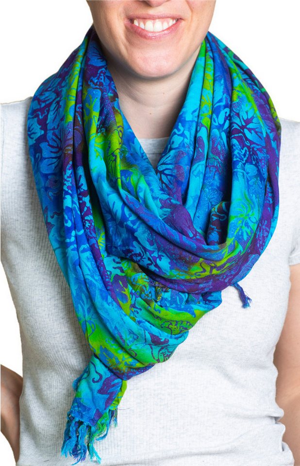 PANASIAM XXL-Schal Schal Wachsbatik für jede Jahreszeit egal ob als Schultertuch, Strandtuch Sarong oder Wickelkleid aus wunderbar weicher Viskose von PANASIAM