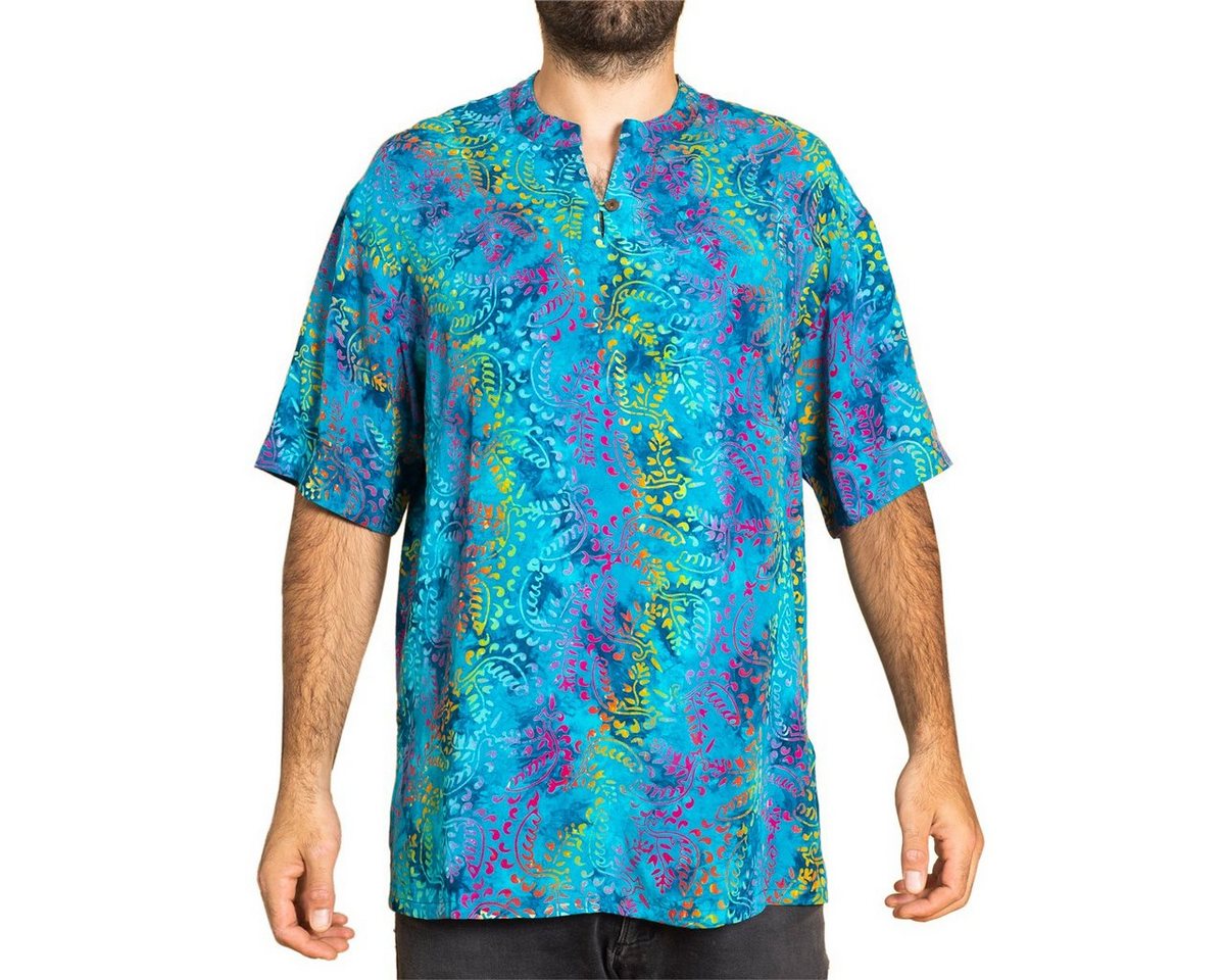 PANASIAM Hawaiihemd Kurzarmhemd Wachsbatik Herren Hemd in lebendigen Mustern und leuchtenden Farben langlebiges Sommerhemd Freizeithemd von PANASIAM