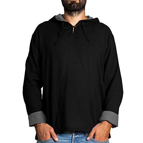 PANASIAM Hooded Shirt H01, Cotton, Black, L, Longsleeve von PANASIAM
