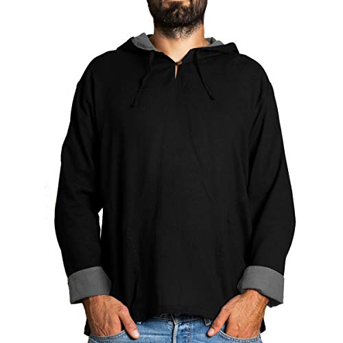 PANASIAM Hooded Shirt H01, Cotton, Black, M, Longsleeve von PANASIAM