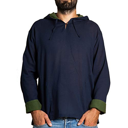 PANASIAM Hooded Shirt H01, Cotton, Blue, XXL, Longsleeve von PANASIAM