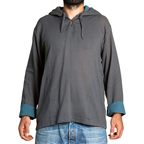 PANASIAM Hooded Shirt H01, Cotton, Grey, L, Longsleeve von PANASIAM