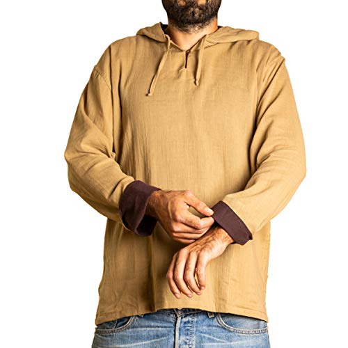 PANASIAM Hooded Shirt H01, Cotton, beige, L, Longsleeve von PANASIAM
